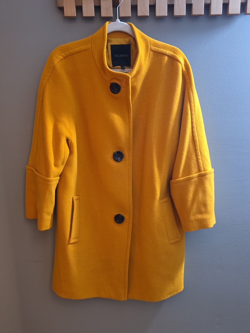 Talbots Golden Mustard Stand-Collar Pea Coat